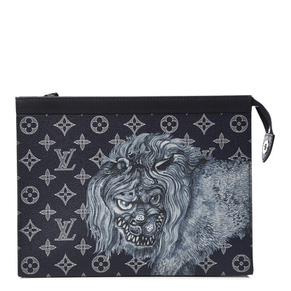 Louis Vuitton Savane Monogram Chapman Lion Pochette Voyage MM Ink 1 of 6