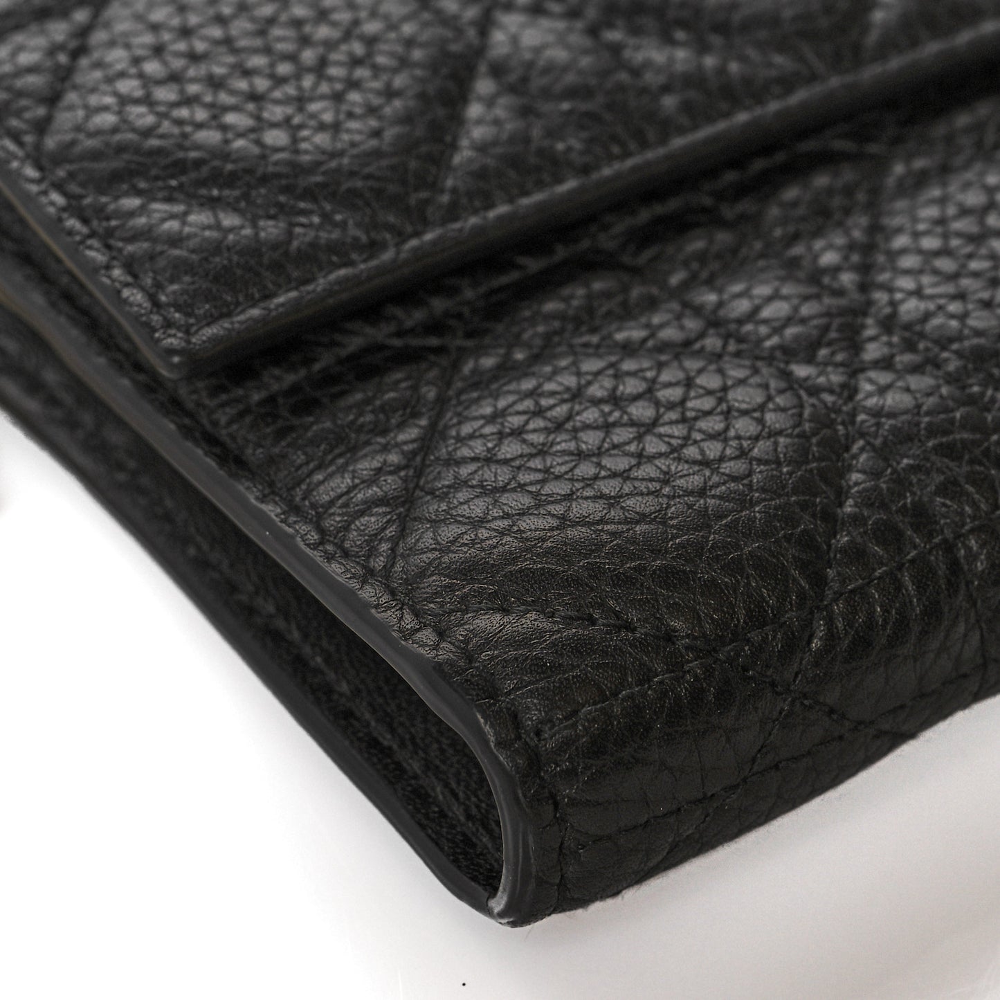 Grained Calfskin Cannage Lady Dior Rendezvous Wallet Black