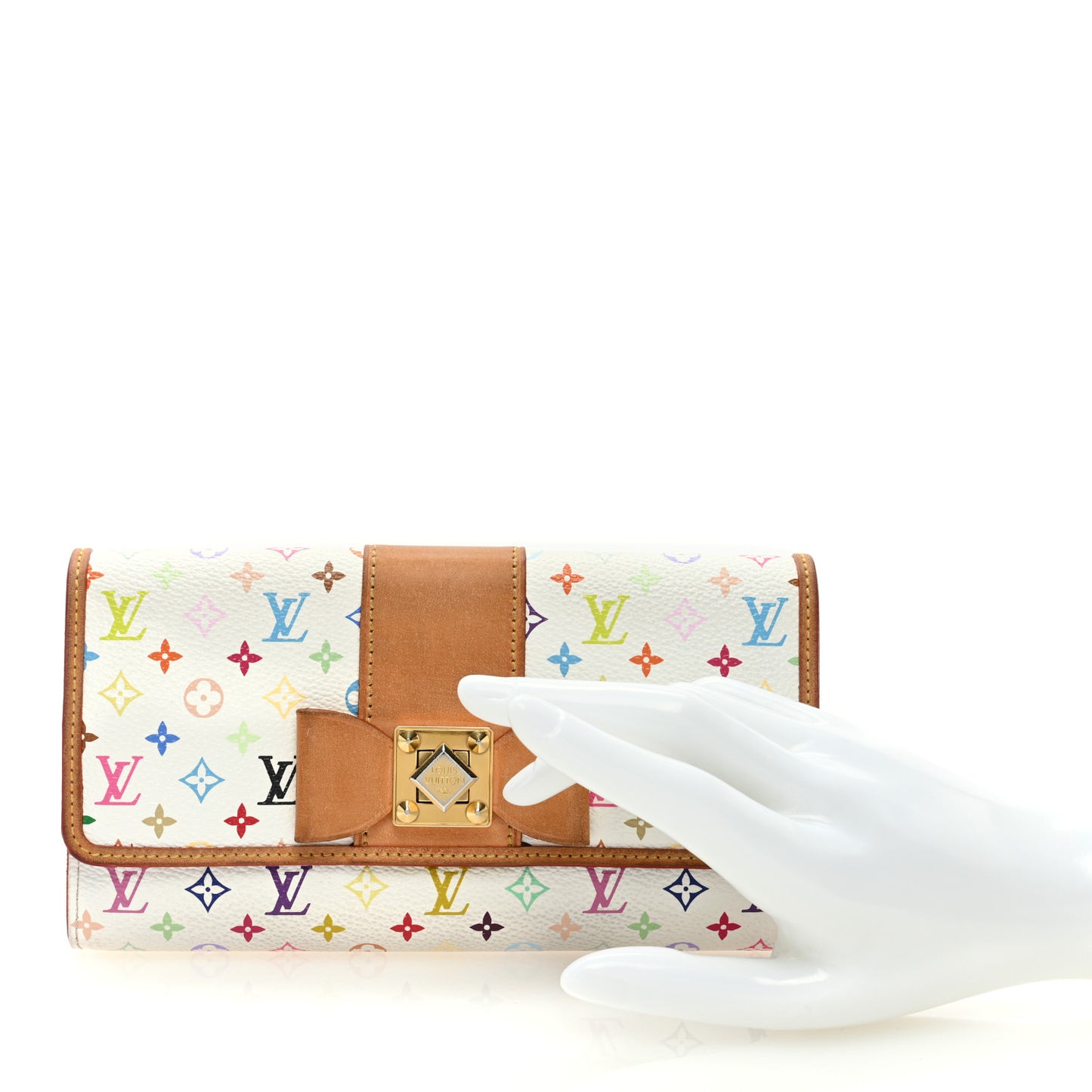 Monogram Multicolor Sarah Noeud Wallet White Litchi