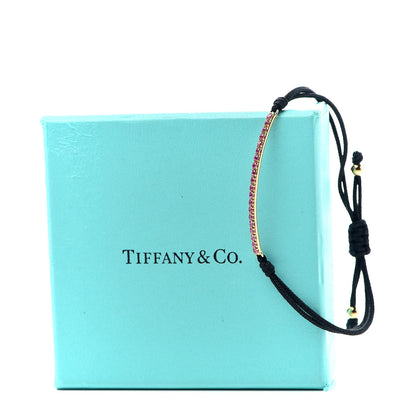Tiffany 18K Rose Gold Pink Sapphire Metro Bar Cord Bracelet 4 of 4