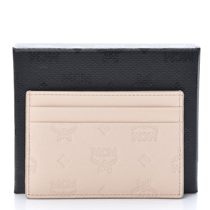 MCM Calfskin Ottomar Monogram Mini Card Case Bisque 7 of 7