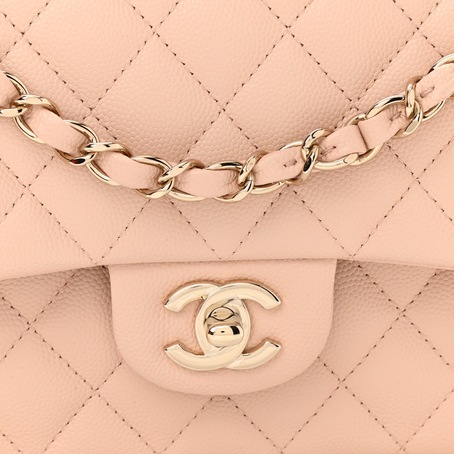 Chanel Caviar Quilted Medium Double Flap Light Beige 8 of 10
