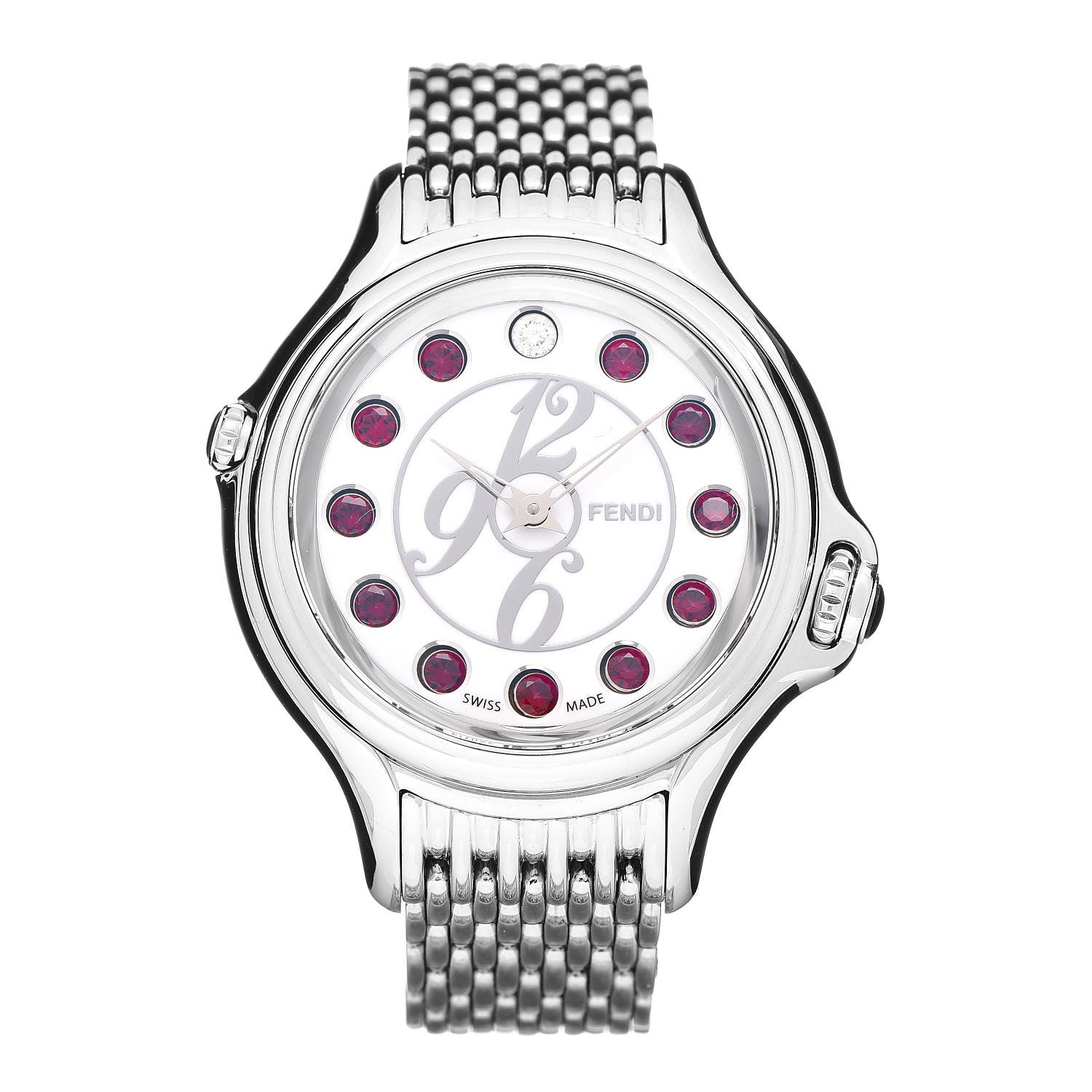 Fendi Stainless Steel Diamond Topaz 38mm Crazy Carats Rotating Gem Quartz Watch 2 of 8