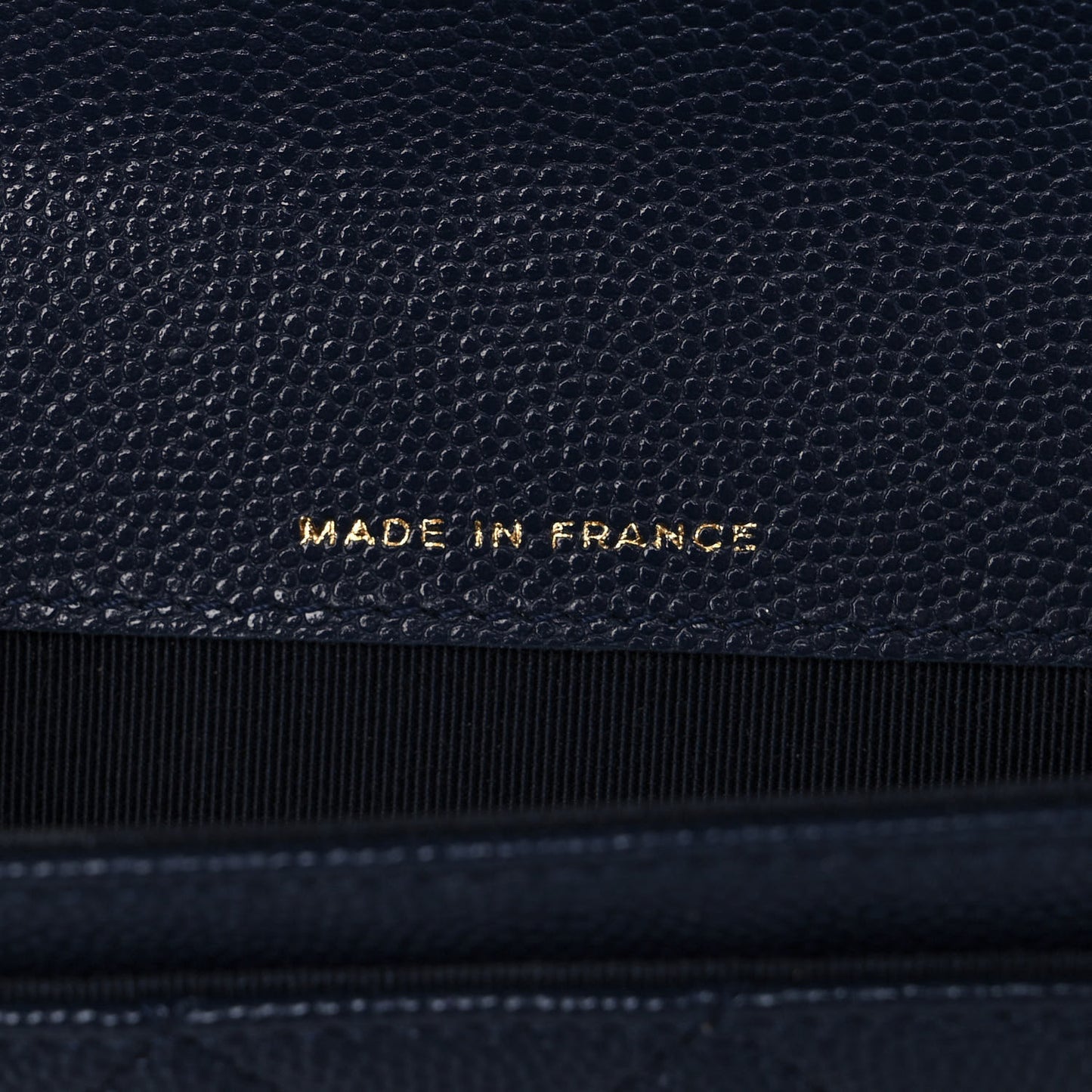 Caviar Quilted Flap Card Holder Wallet Navy Blue