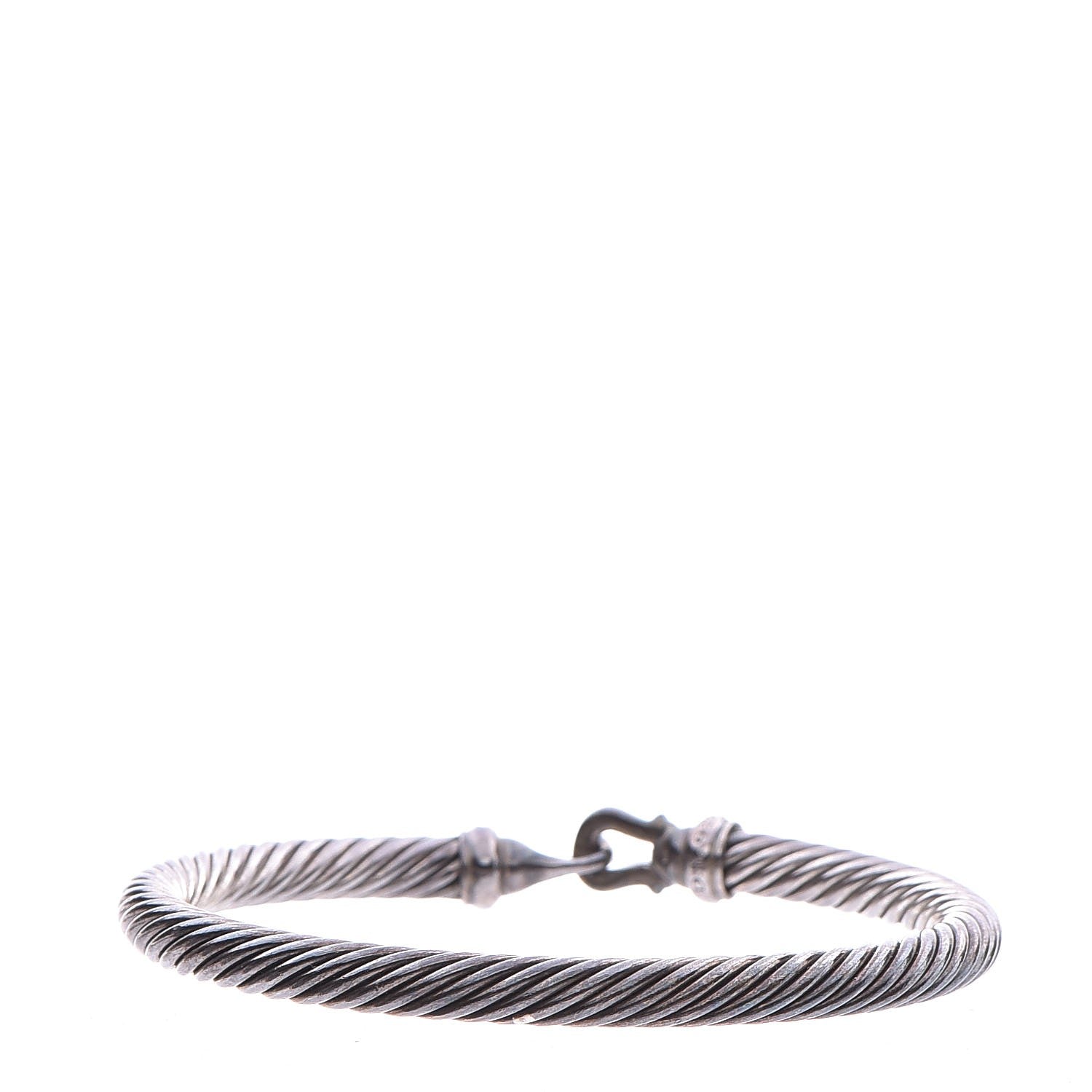David Yurman Darkened Sterling Silver Diamond 5mm Cable Buckle Bracelet M 3 of 5