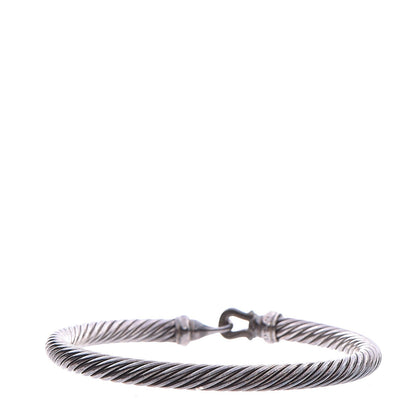 David Yurman Darkened Sterling Silver Diamond 5mm Cable Buckle Bracelet M 3 of 5