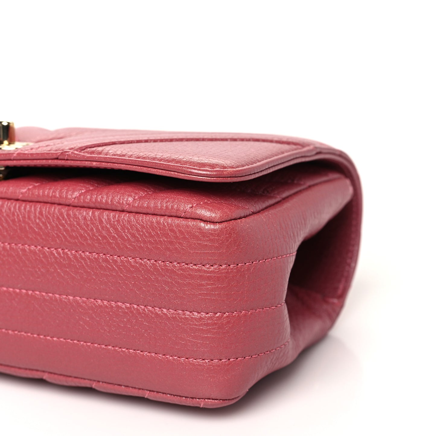Calfskin Chevron Quilted Mini Statement Flap Pink