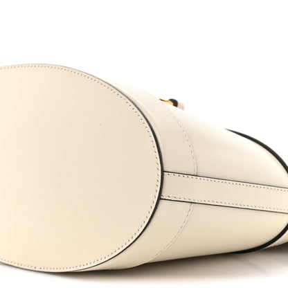 Gucci Monogram Textured Calfskin Horsebit 1955 Drawstring Bucket Bag Beige Mystic White 7 of 12