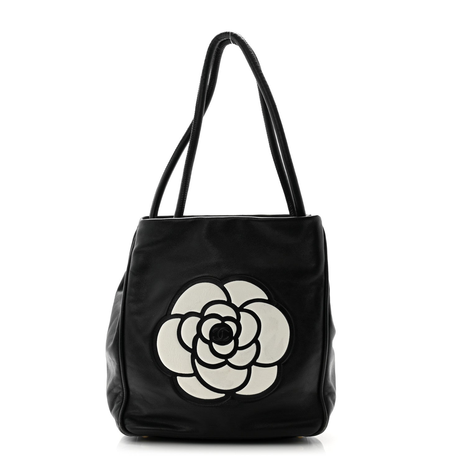 Chanel Lambskin Camellia Tote Black 1 of 12