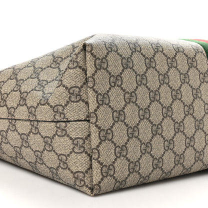 Gucci GG Supreme Monogram Textured Calfskin Web Medium Ophidia Shopping Tote Beige Ebony New Acero 9 of 10