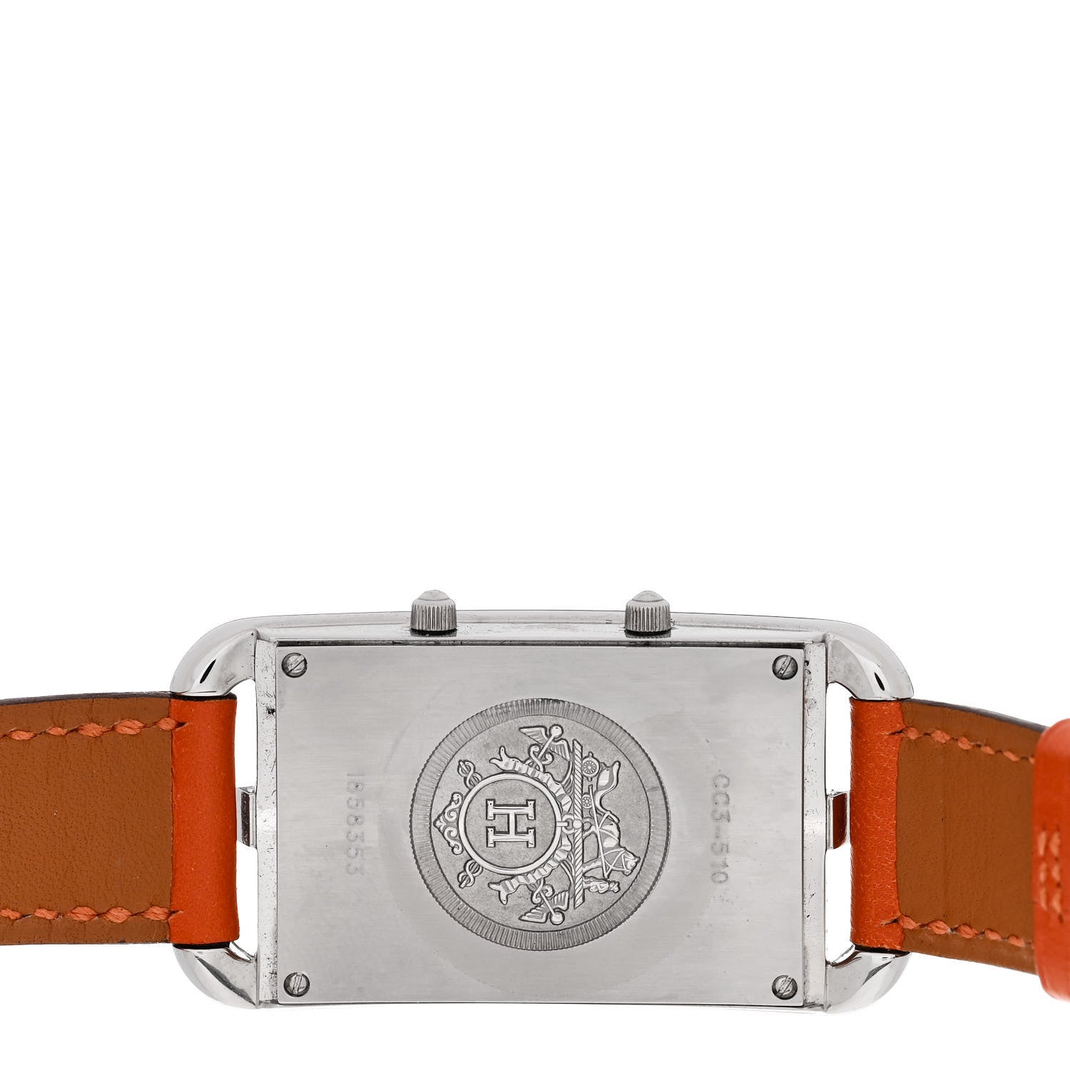 Hermes Stainless Steel Swift 25mm Cape Cod Double Tour Deux Zones Quartz Watch Orange 4 of 4