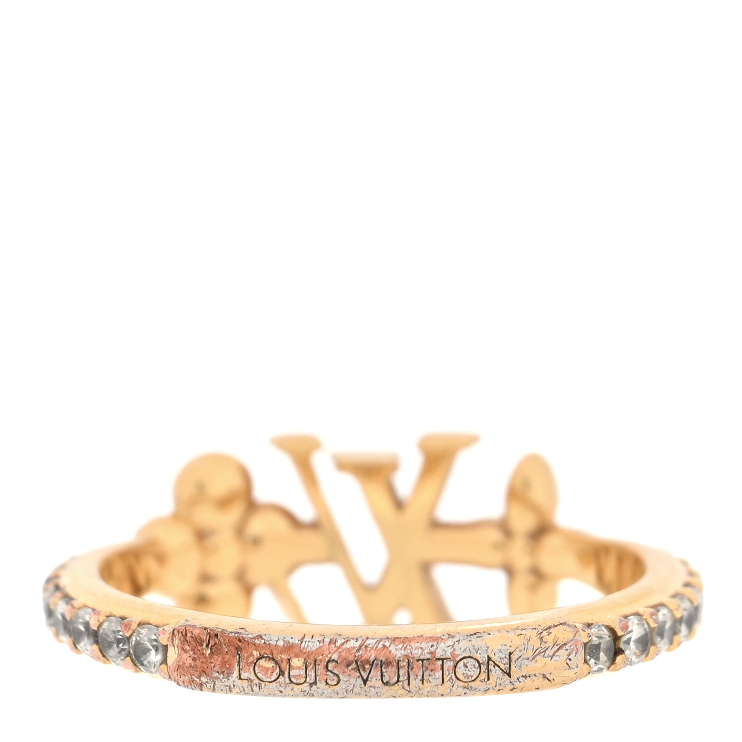 Louis Vuitton Metal Crystal LV Iconic Flower Ring 49 5 Gold