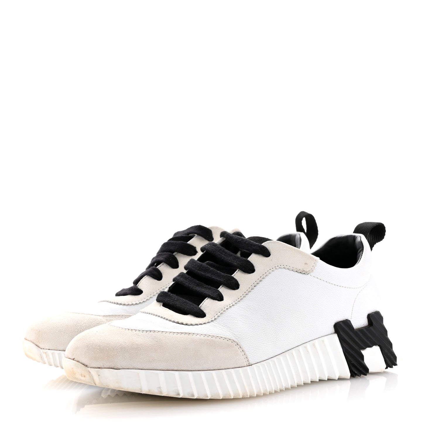 Goatskin Suede Goatskin Bouncing Sneakers White Black