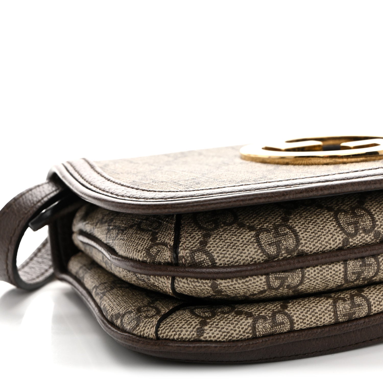 Gucci GG Supreme Monogram Textured Dollar Calfskin Mini Blondie Chain Shoulder Flap Bag Beige Ebony New Acero 9 of 11