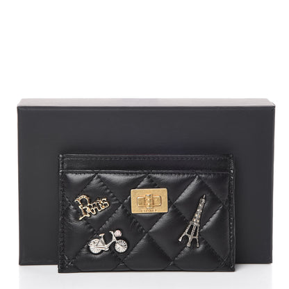 Chanel Aged Calfskin Quilted Lucky Charms Reissue Card Holder Black 11 of 11