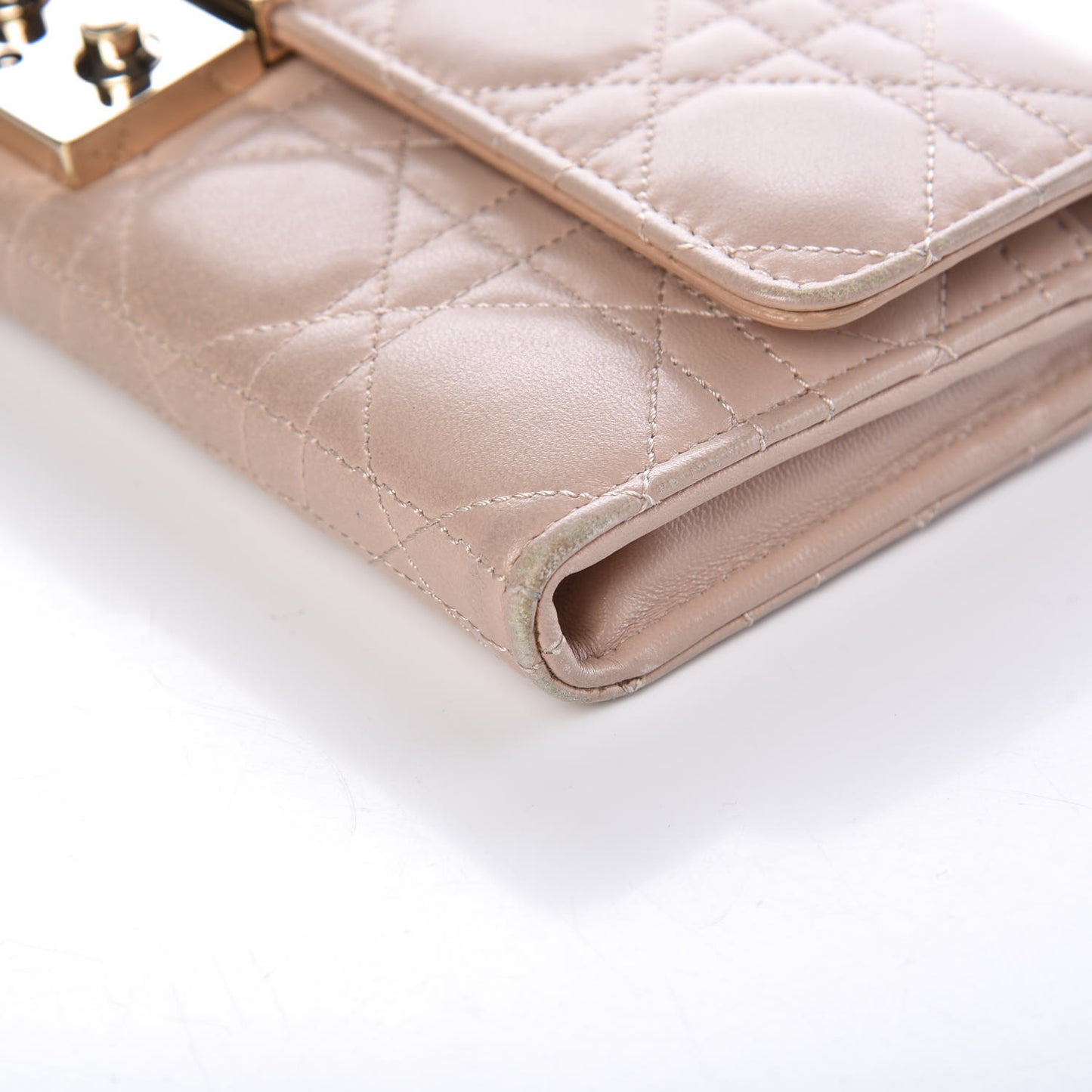 Lambskin Cannage Miss Dior Promenade Chain Wallet Beige