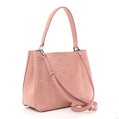 MCM Calfskin Ottomar Monogram Sarah Medium Hobo Pink Blush 3 of 13