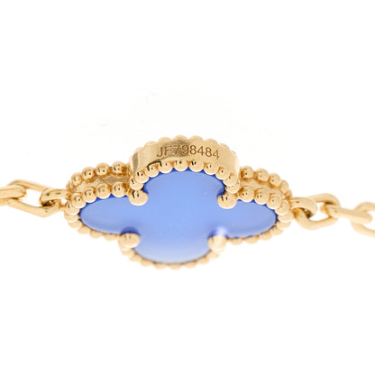 Van Cleef & Arpels 18K Yellow Gold Blue Agate 5 Motifs Vintage Alhambra Bracelet 5 of 5