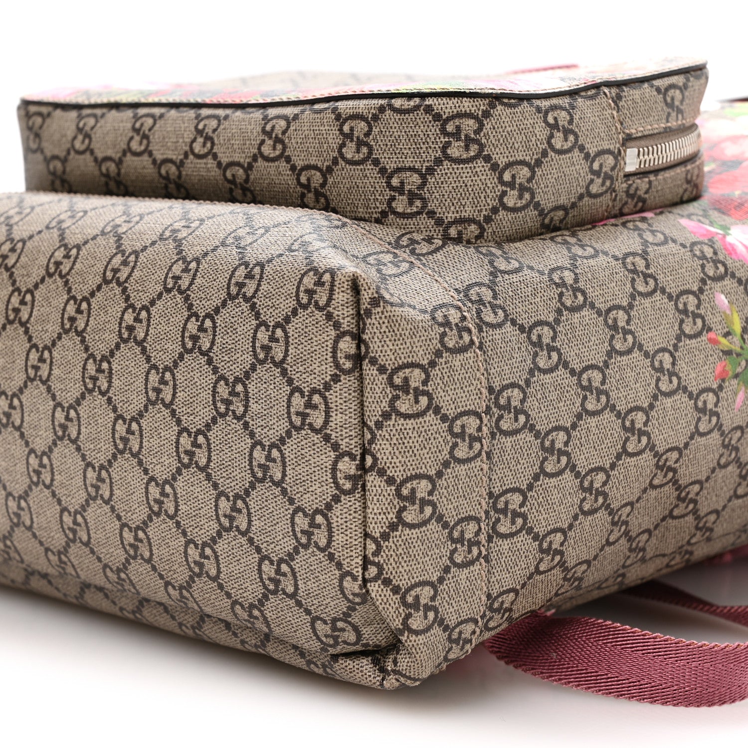 Gucci GG Supreme Monogram Blooms Medium Single Buckle Backpack Beige Multicolor Dry Rose 10 of 10