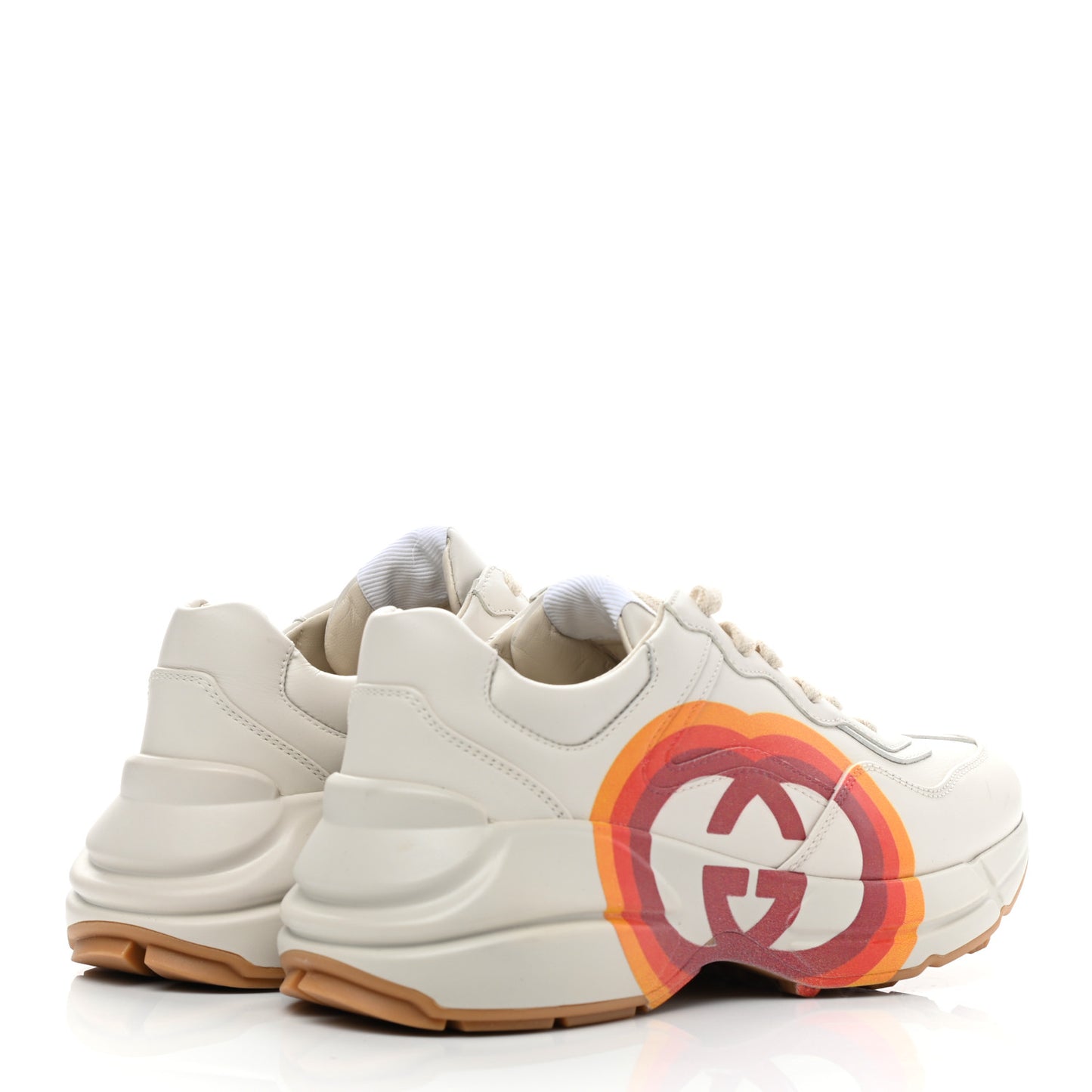Calfskin Interlocking G Heart Rhyton Sneakers 35 Mystic White