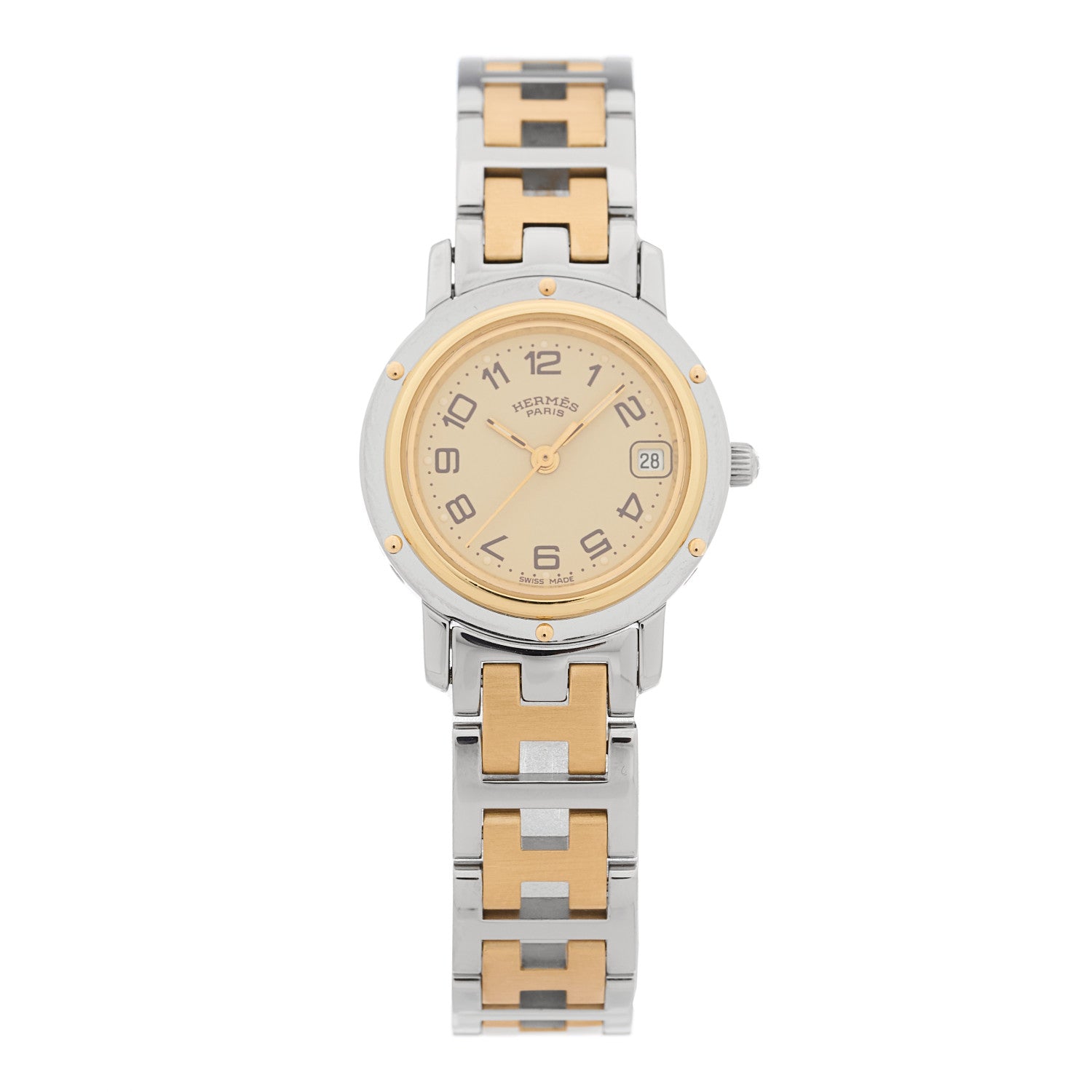 Hermes Stainless Steel 24mm Clipper Quartz Watch Gold 1 of 4