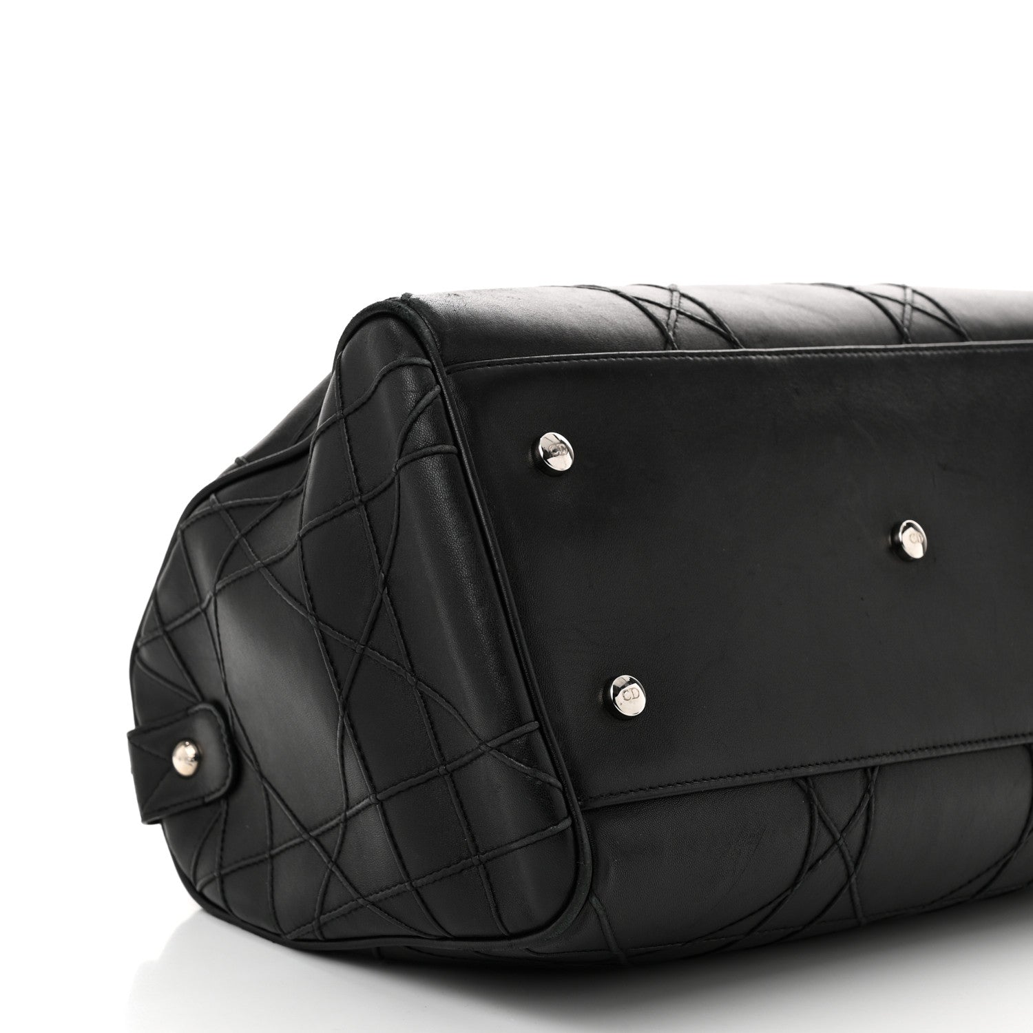 Christian Dior Lambskin Cannage Granville Polochon Black 9 of 13