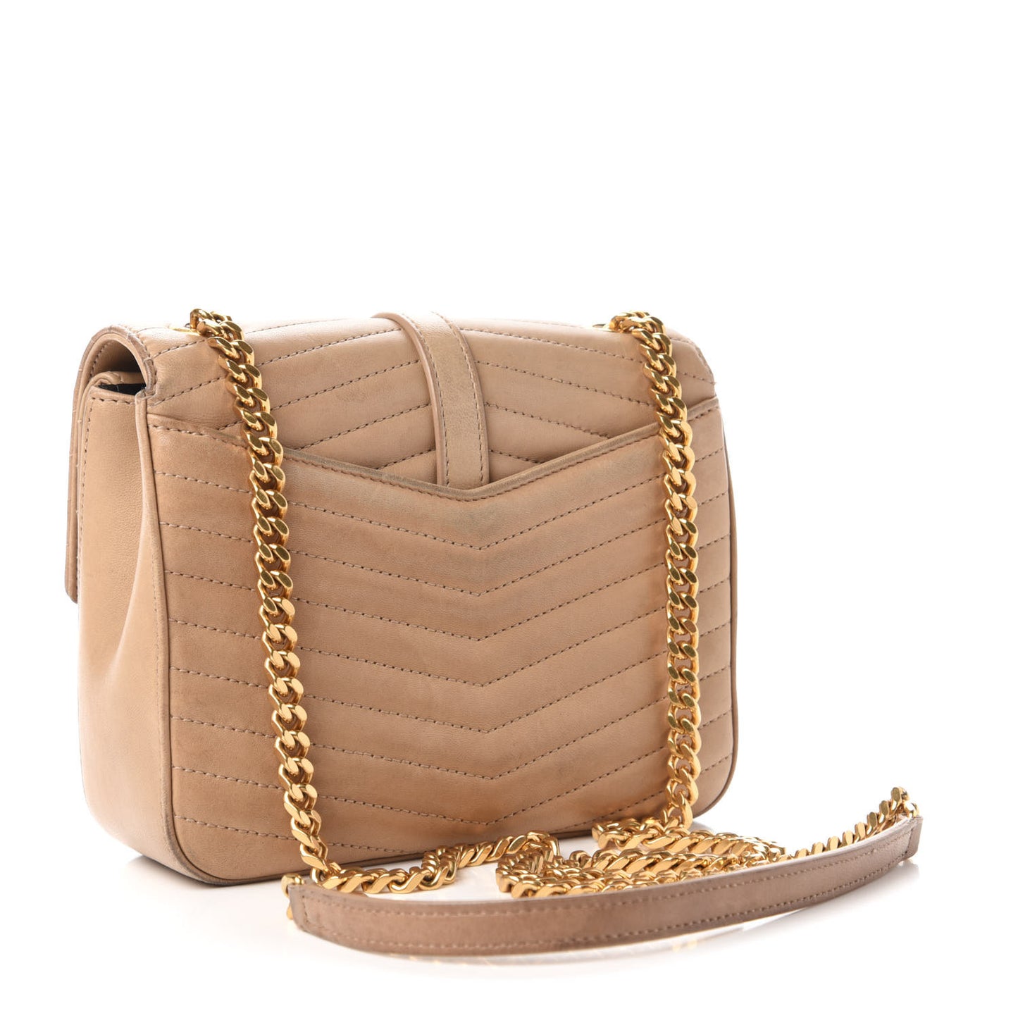 Lambskin Matelasse Chevron Monogram Small Sulpice Bag Sable Beige