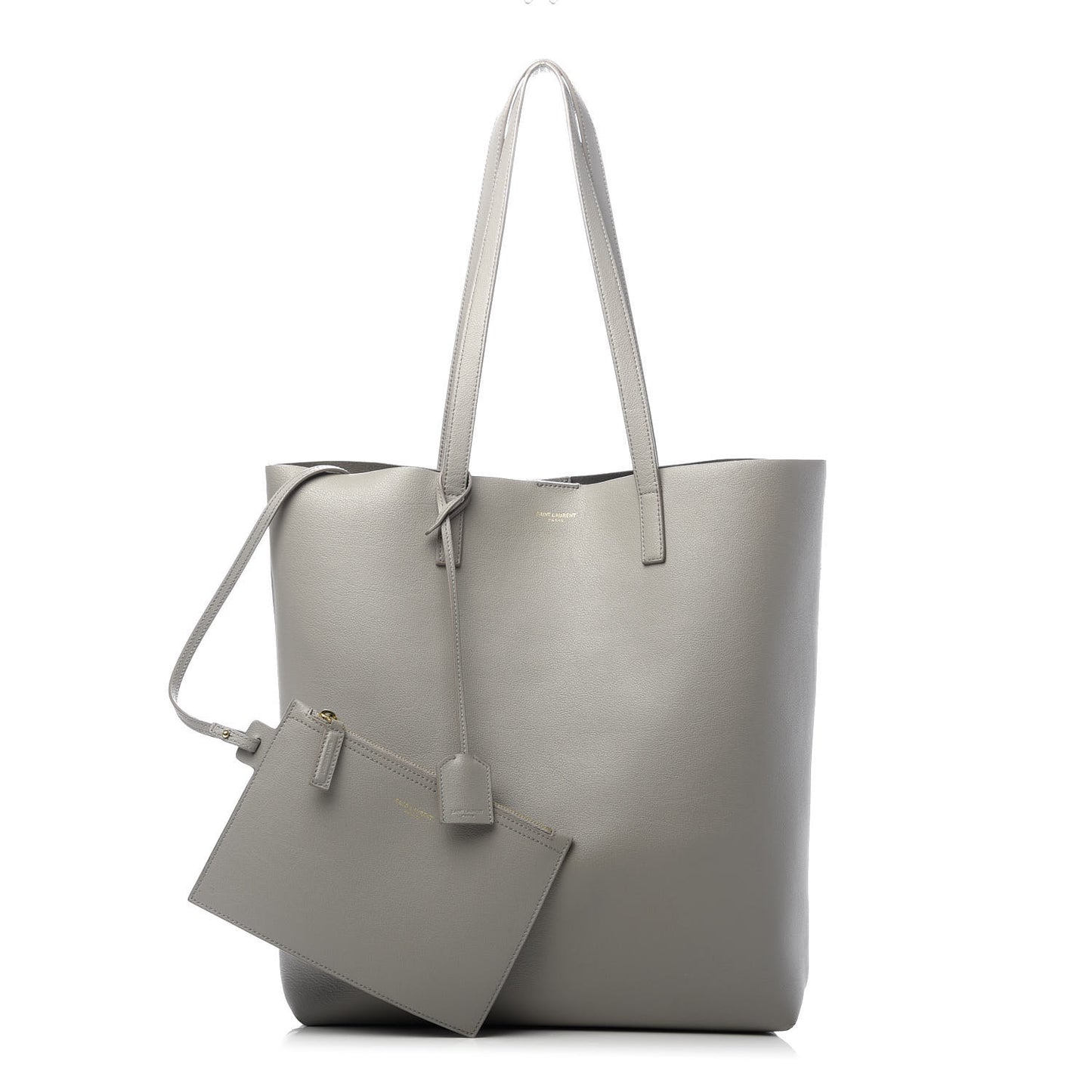 Calfskin Medium Shopping Tote Light Gray