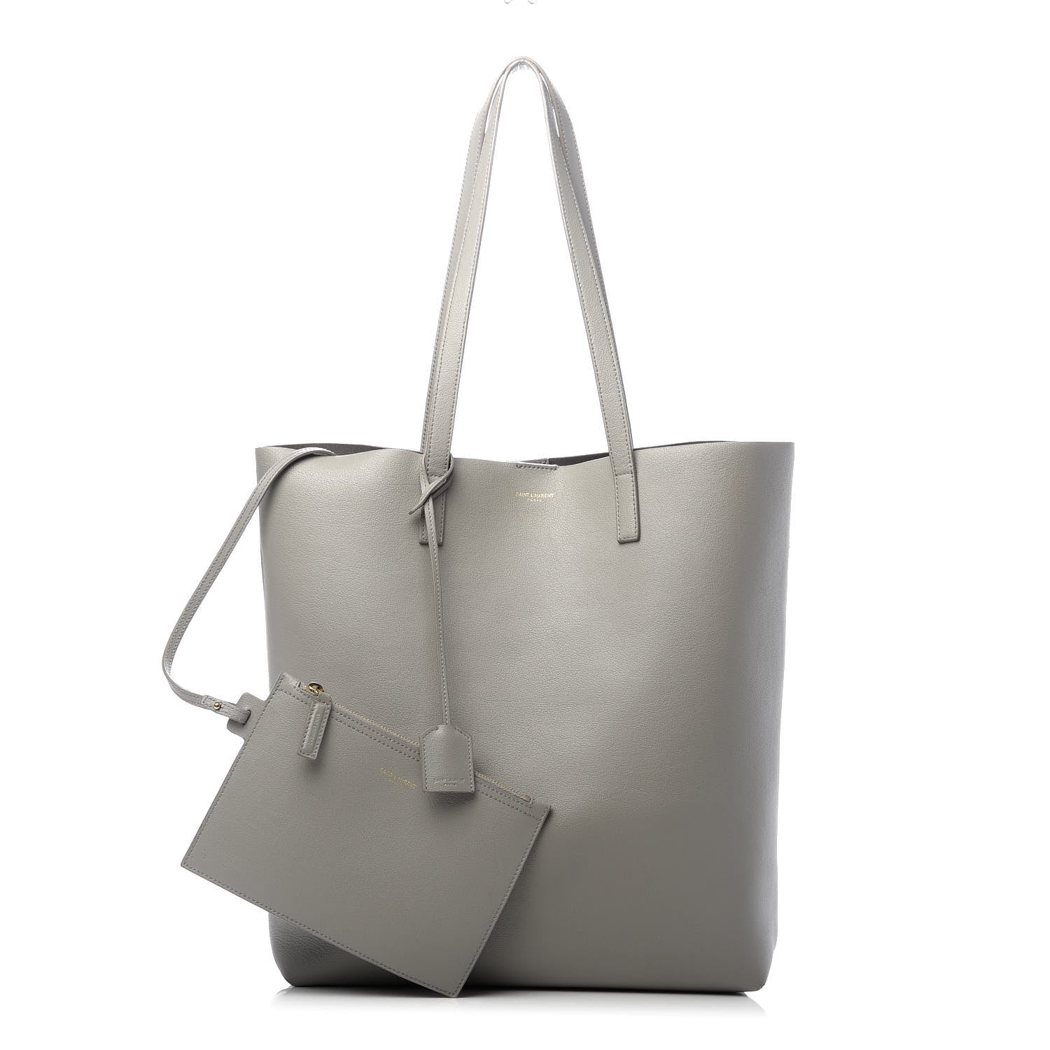 Saint Laurent Calfskin Medium Shopping Tote Light Gray 1 of 9
