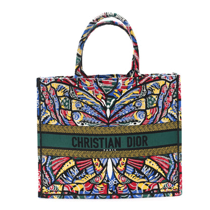 Christian Dior Canvas Embroidered Butterfly Book Tote Black Multicolor 1 of 10