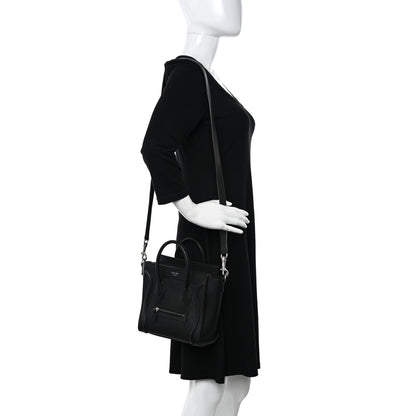 Celine Drummed Calfskin Nano Luggage Black 2 of 13