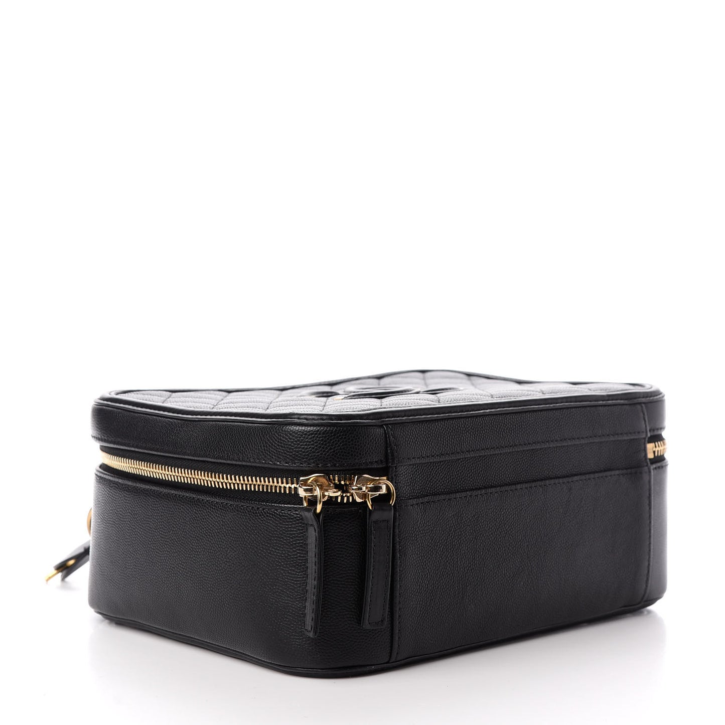 Caviar Quilted Large CC Filigree Vanity Case Black