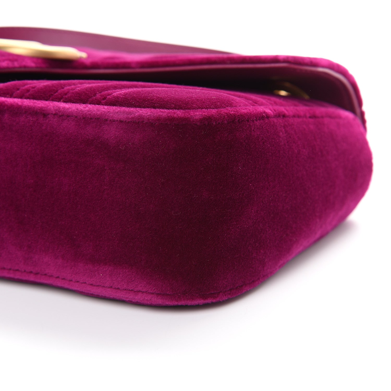 Gucci Velvet Matelasse Small GG Marmont Shoulder Bag Fuchsia Violet Cyclamen 9 of 10