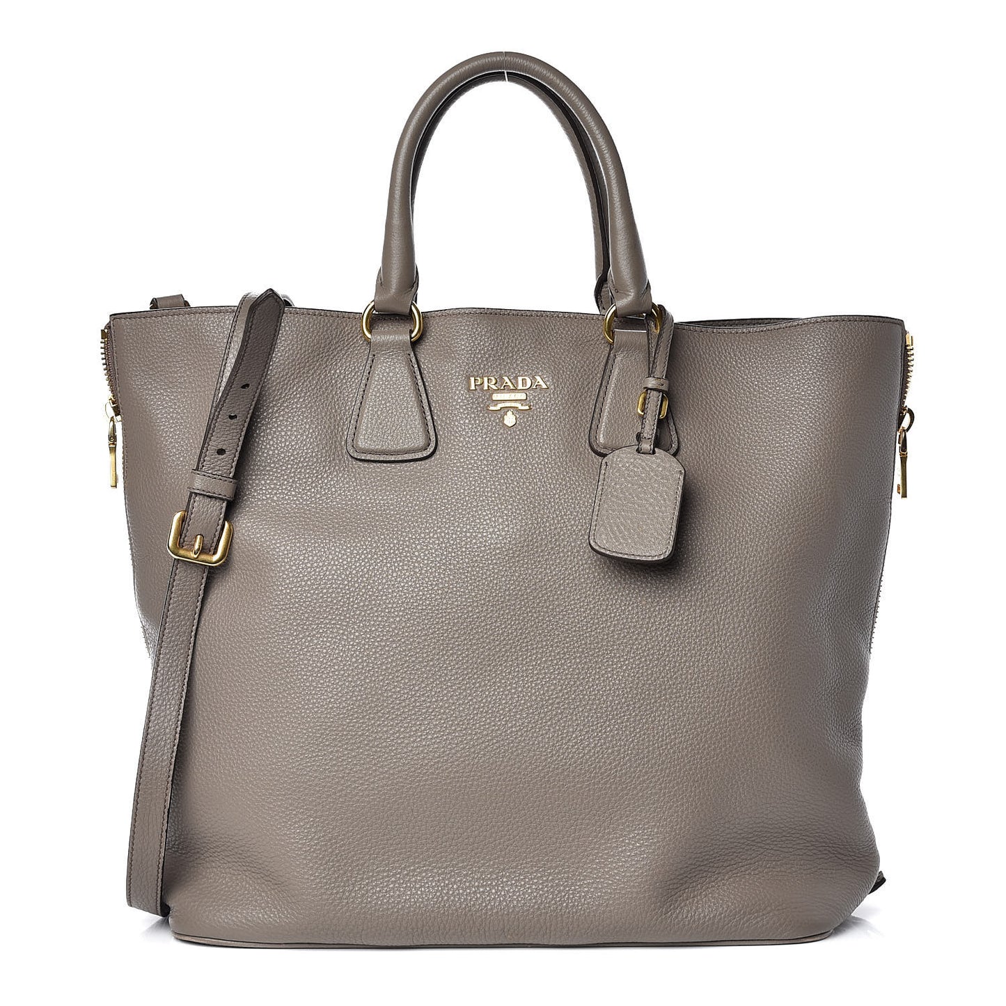 Vitello Daino Side Zip Tote Argilla