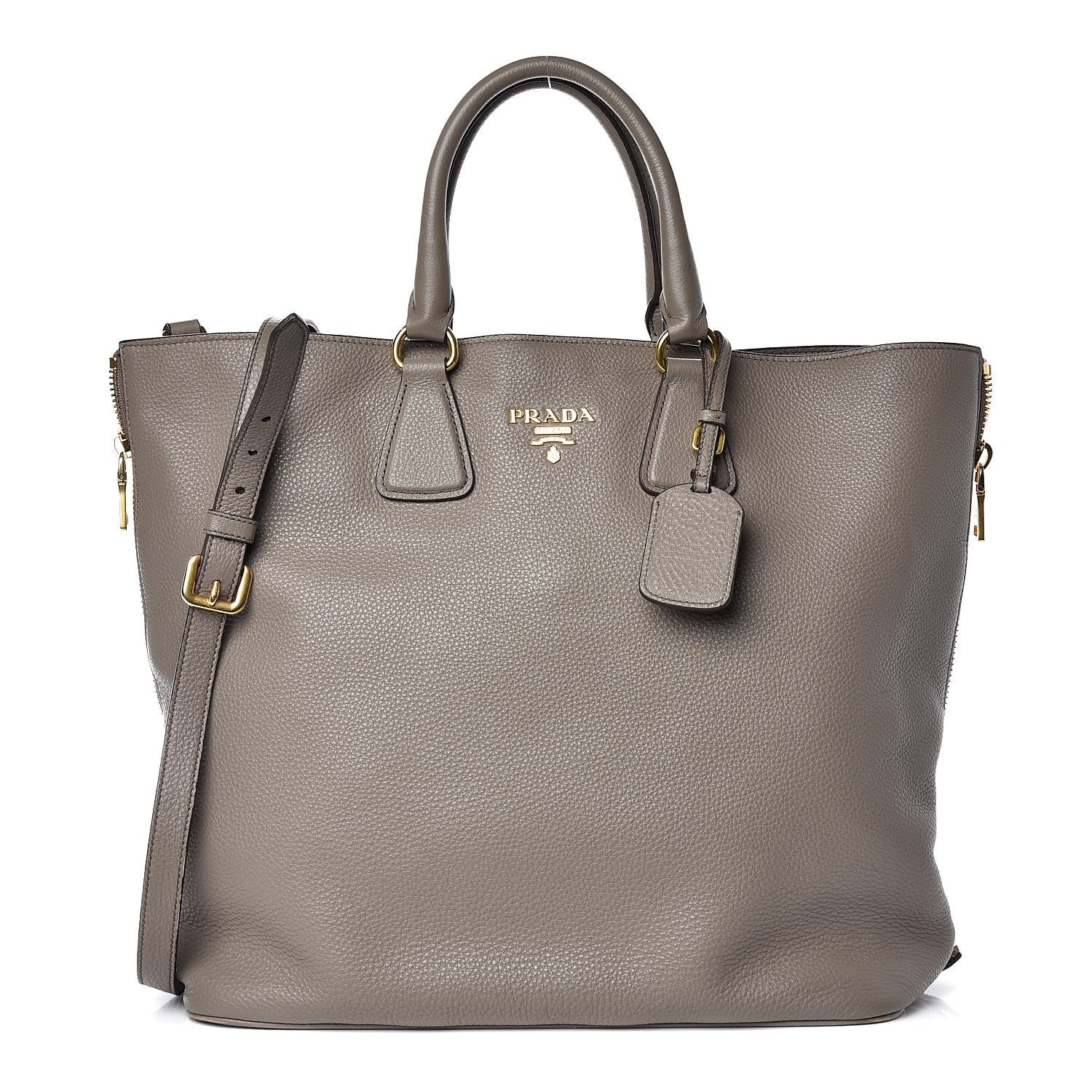 Prada Vitello Daino Side Zip Tote Argilla 1 of 14