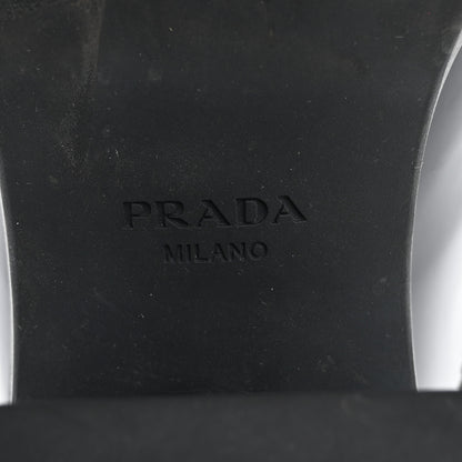 Prada Spazzolato Metal Triangle Logo Platform Loafer Mules 37 Black 8 of 17