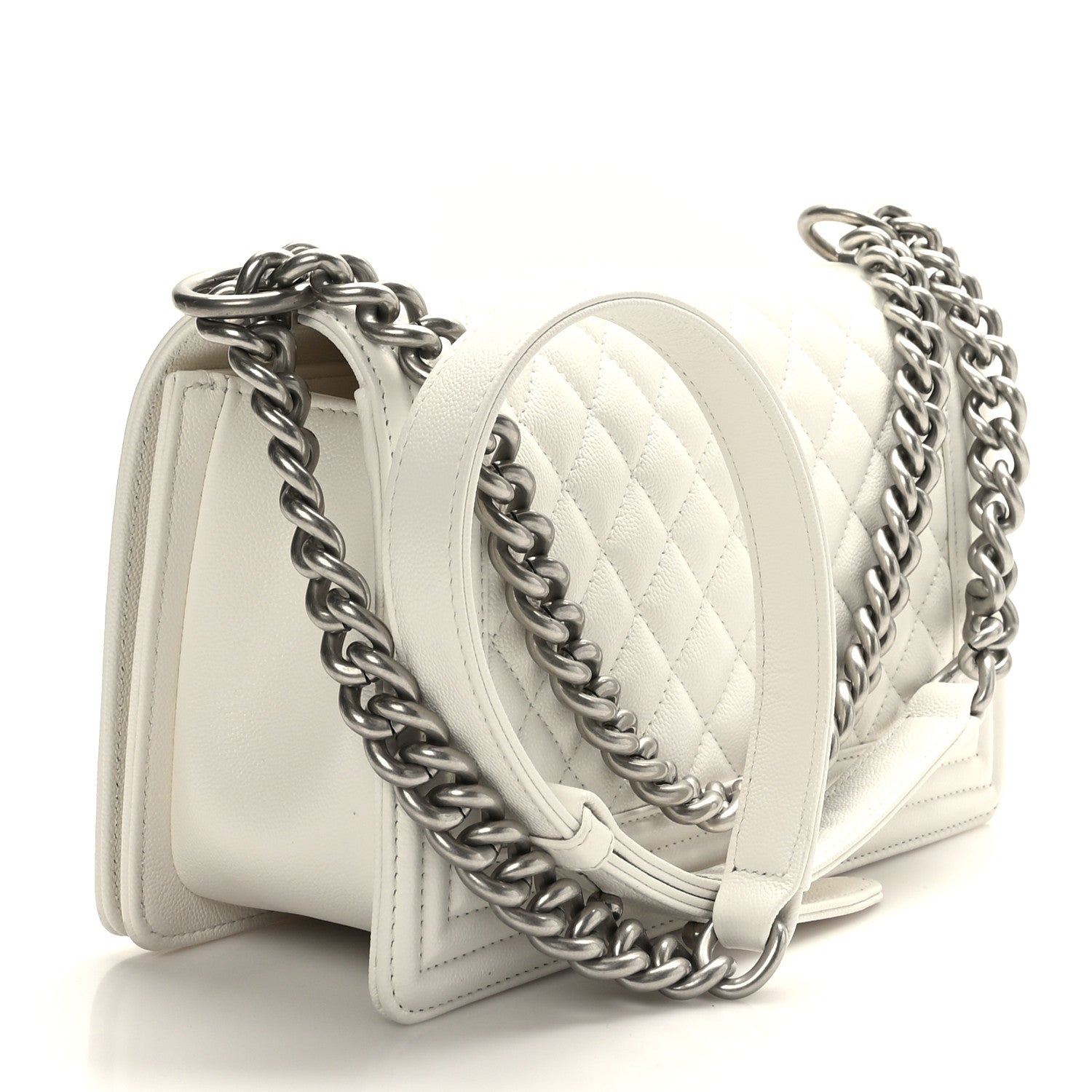 Chanel Caviar Quilted Medium Boy Flap White 3 of 10