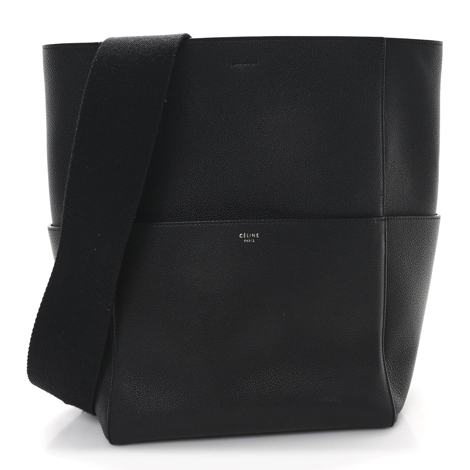 Celine Soft Grained Calfskin Sangle Bucket Bag Black 1 of 11
