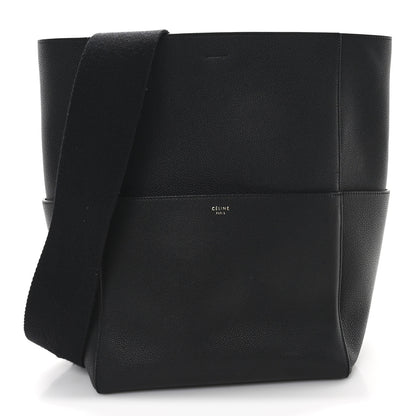 Celine Soft Grained Calfskin Sangle Bucket Bag Black 1 of 11