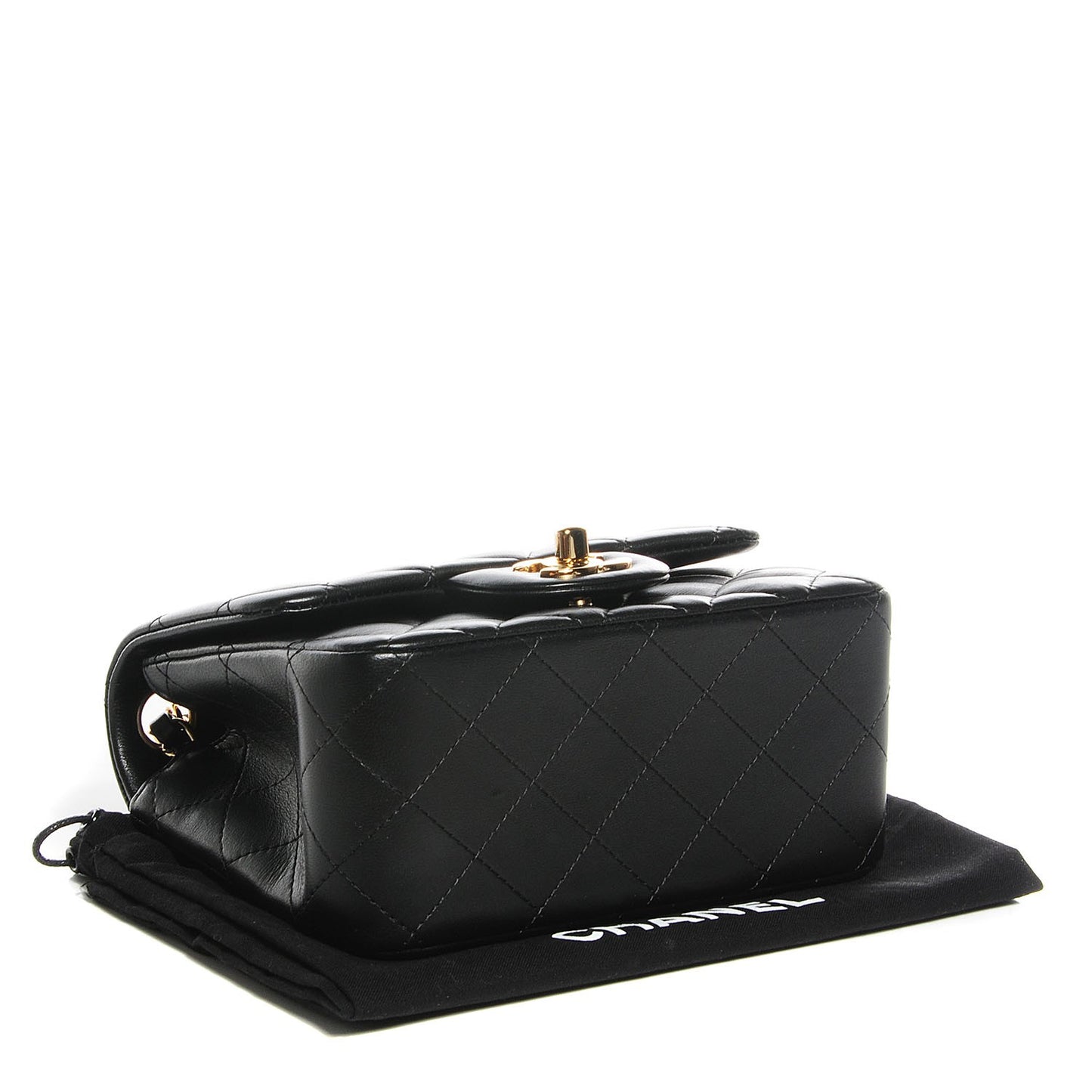 Lambskin Quilted Mini Square Flap Black