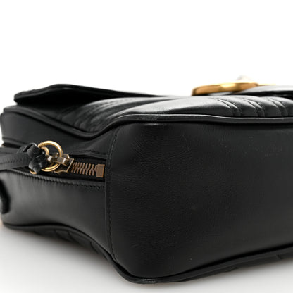Gucci Calfskin Matelasse Sylvie Web Small GG Marmont Top Handle Shoulder Bag Black 9 of 11