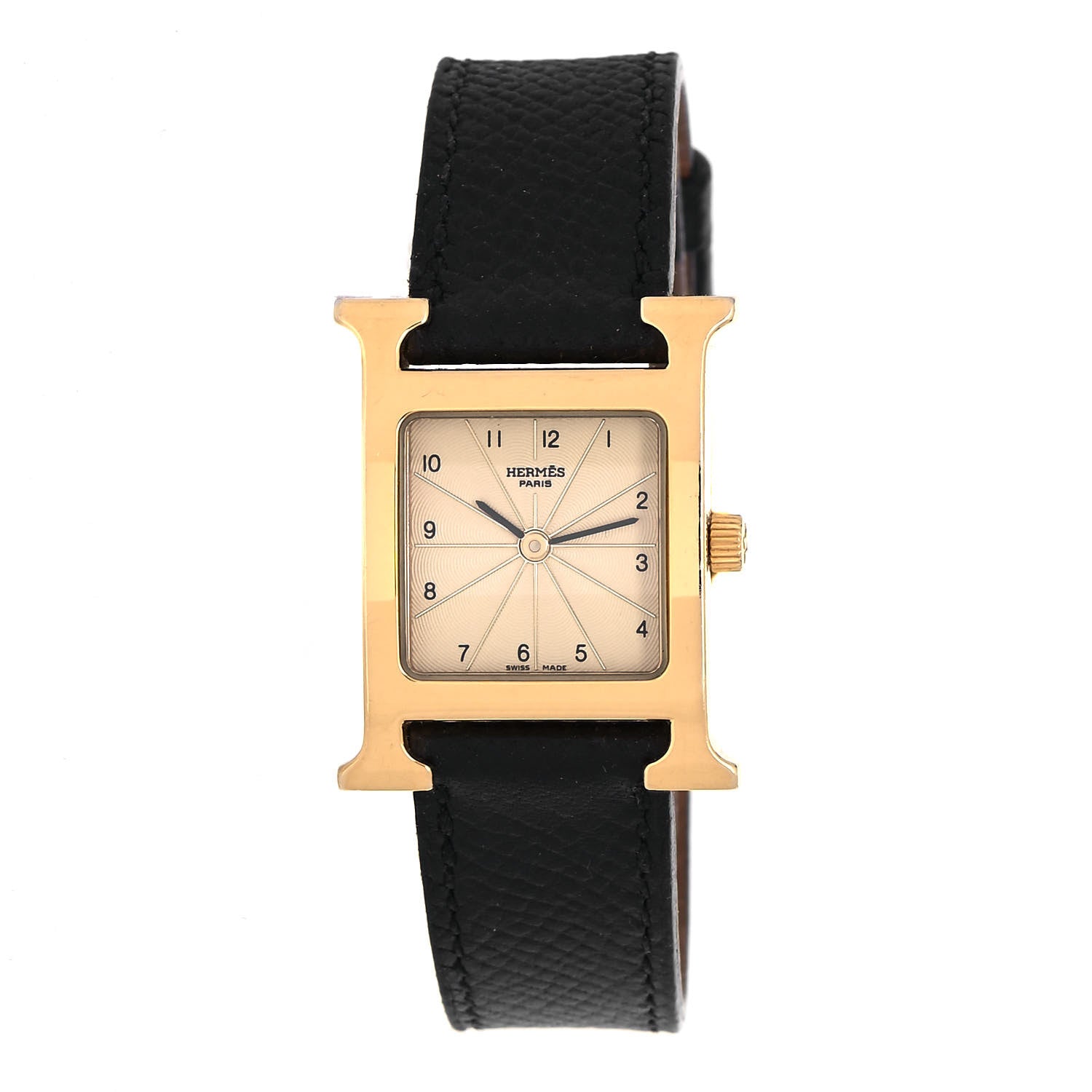 Hermes Stainless Steel Courchevel 21mm Heure H Hour Quartz Watch Noir 1 of 5
