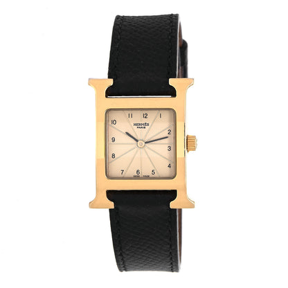 Hermes Stainless Steel Courchevel 21mm Heure H Hour Quartz Watch Noir 1 of 5