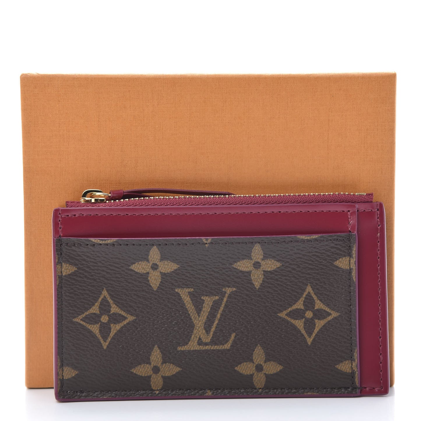 Monogram Zipped Card Holder Fuchsia