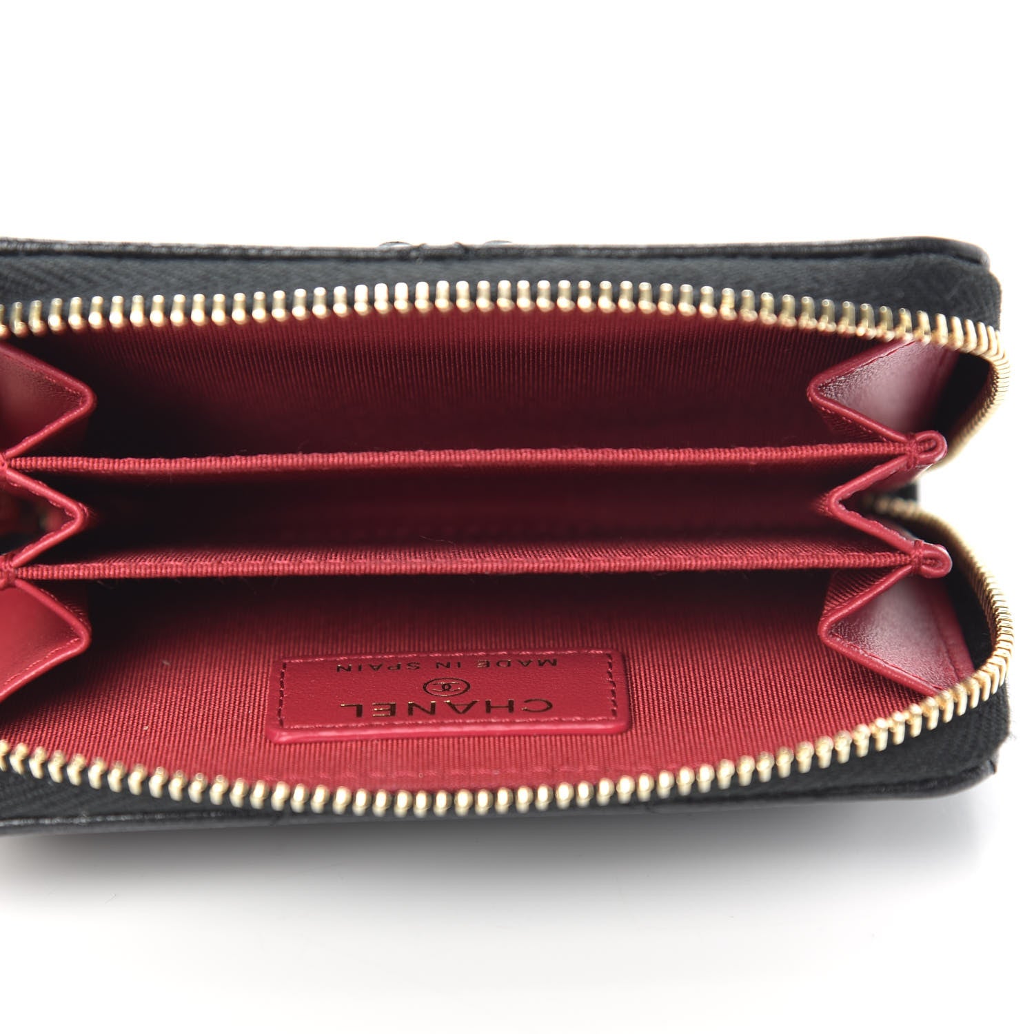 Chanel Shiny Goatskin Quilted Chanel 19 Zip Around Coin Purse Wallet Black 5 of 9
