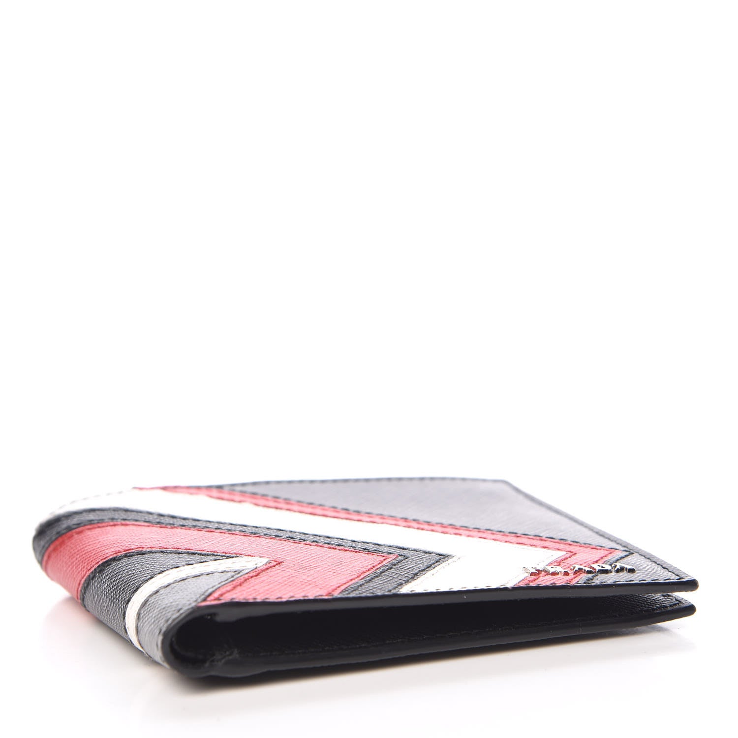 Prada Saffiano Surf Colorblock Bi-Fold Wallet Black Talco Fuoco 4 of 7