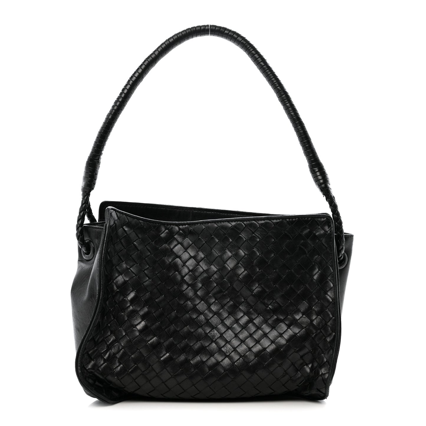 Nappa Intrecciato Small Hobo Shoulder Bag Black