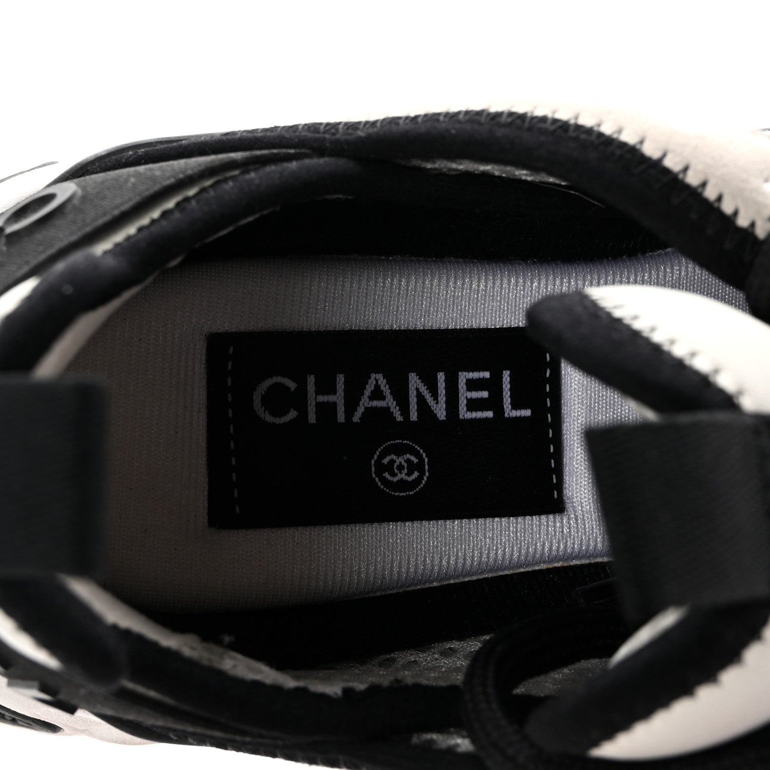 Chanel Suede Calfskin Mixed Fibers CC Sneakers 36.5 White Black 9 of 10