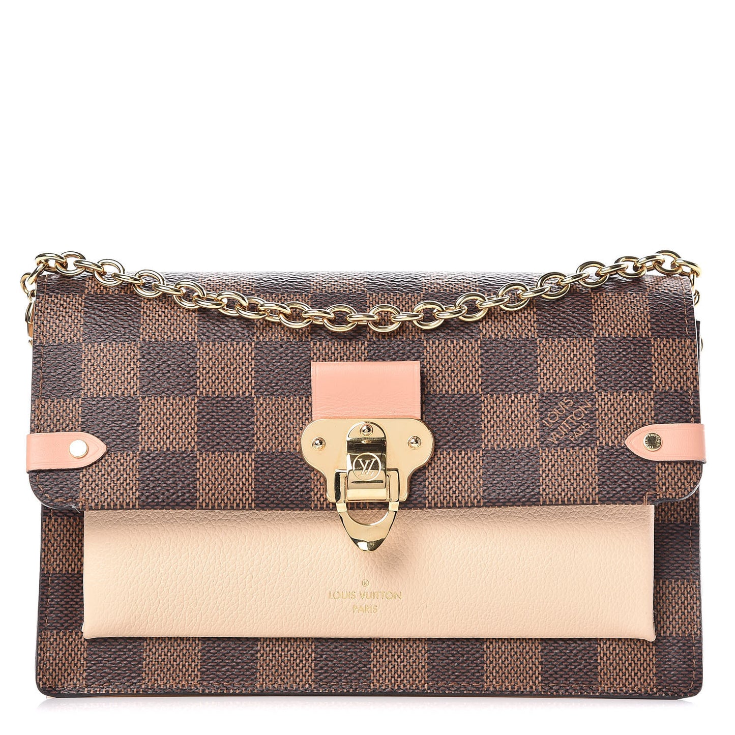 Damier Ebene Vavin Chain Wallet Creme