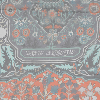 Hermes Silk Mousseline Tapis Persans Shawl 140 Orange Turquoise Saumon 3 of 5